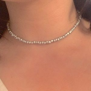 handmade silver beaded necklace